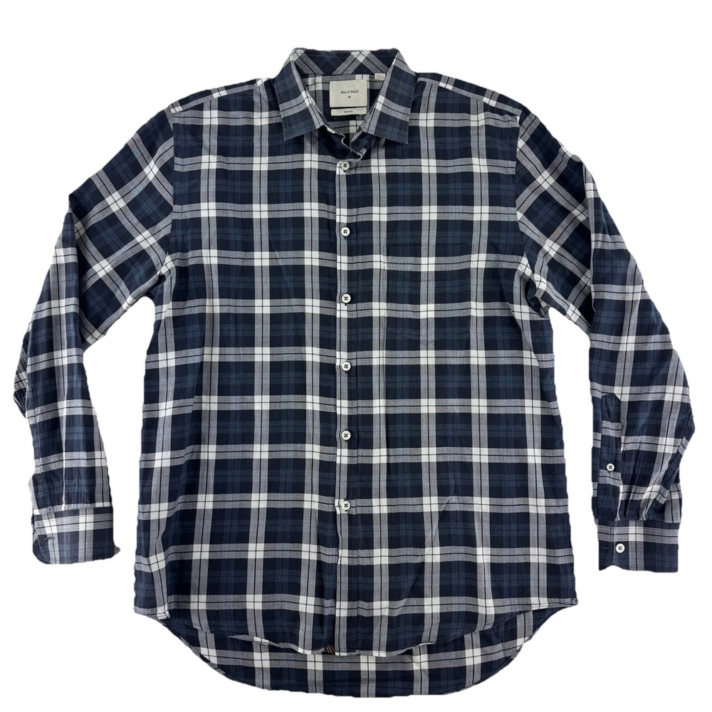 Billy‎ Reid Button Up Shirt Mens Medium Standard Blue Plaid Cotton